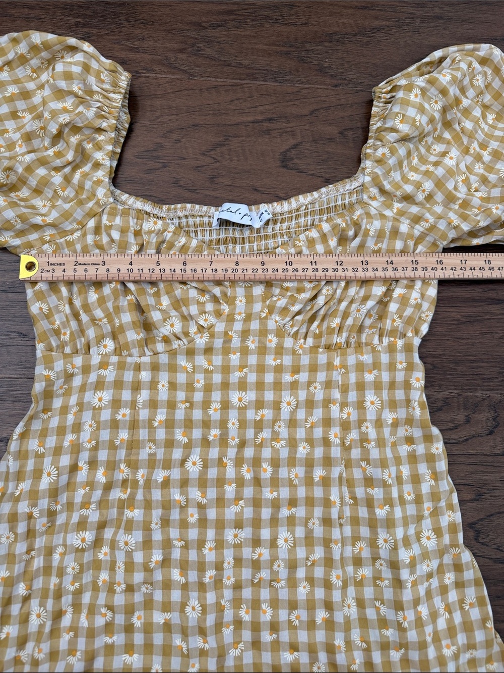 Petal + Pup Yellow Gingham & Daisy Sz 8 Cottagecore Smocked Dress -M ✨ - Picture 6 of 10